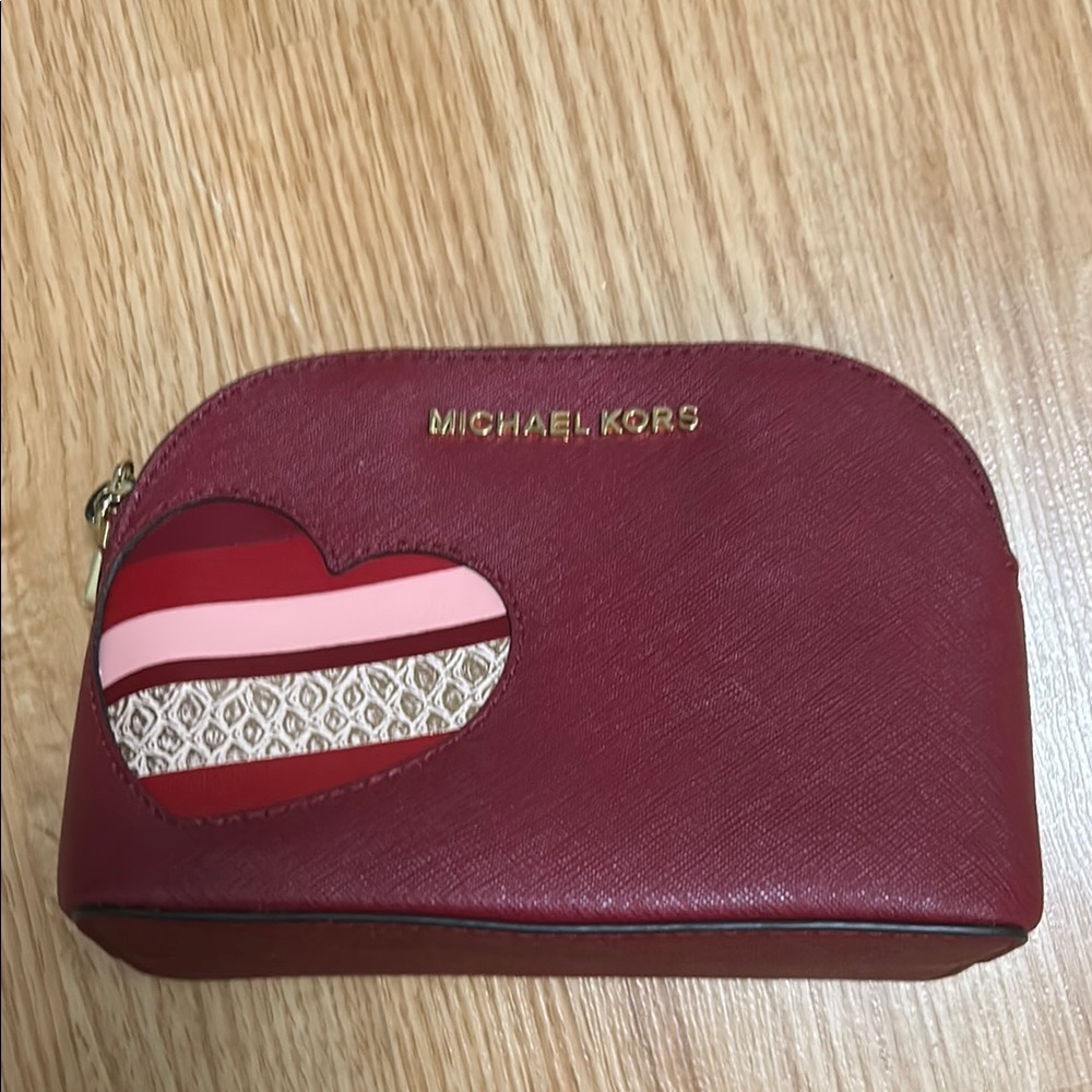 Michael Kors Red Cosmetic Bag with Heart Design